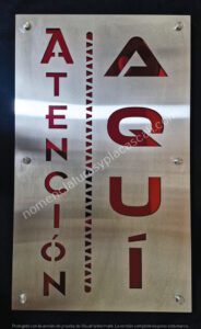 letrero atencion aqui en metal precio letrero atencion aqui en metal precio
